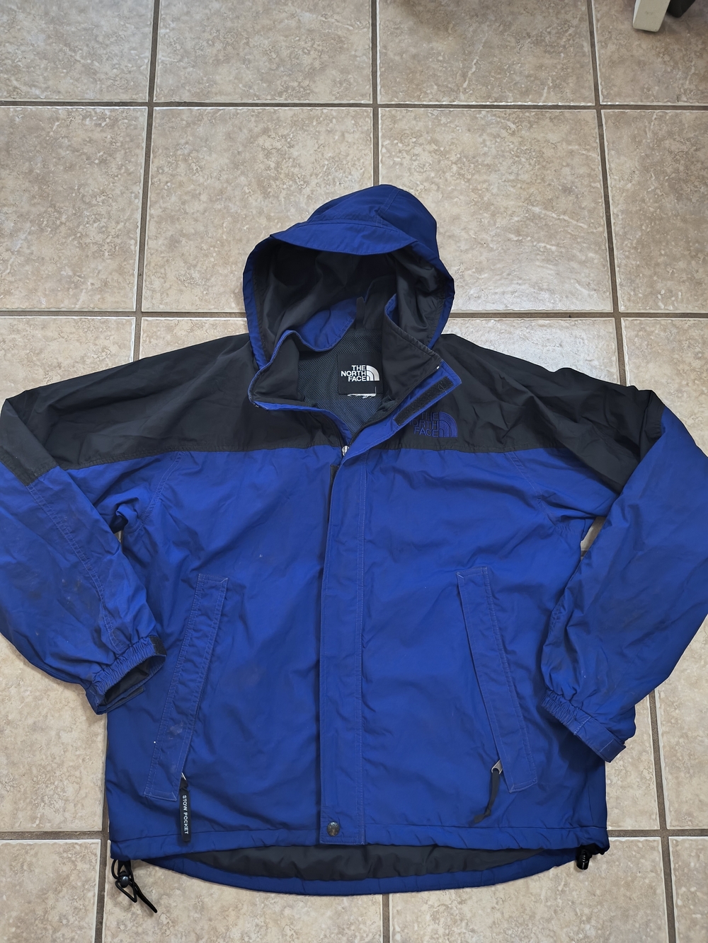 The North Face Men’s Royal Blue and Black Hooded Rain Jacket